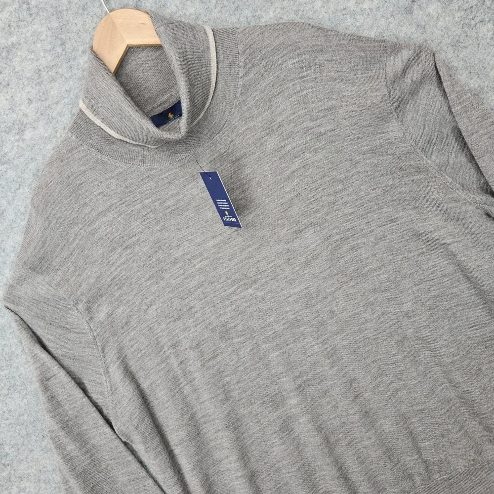 NEW Stafford Turtleneck Sweater Men's Taupe XXL Merino Wool Machine Washable NWT